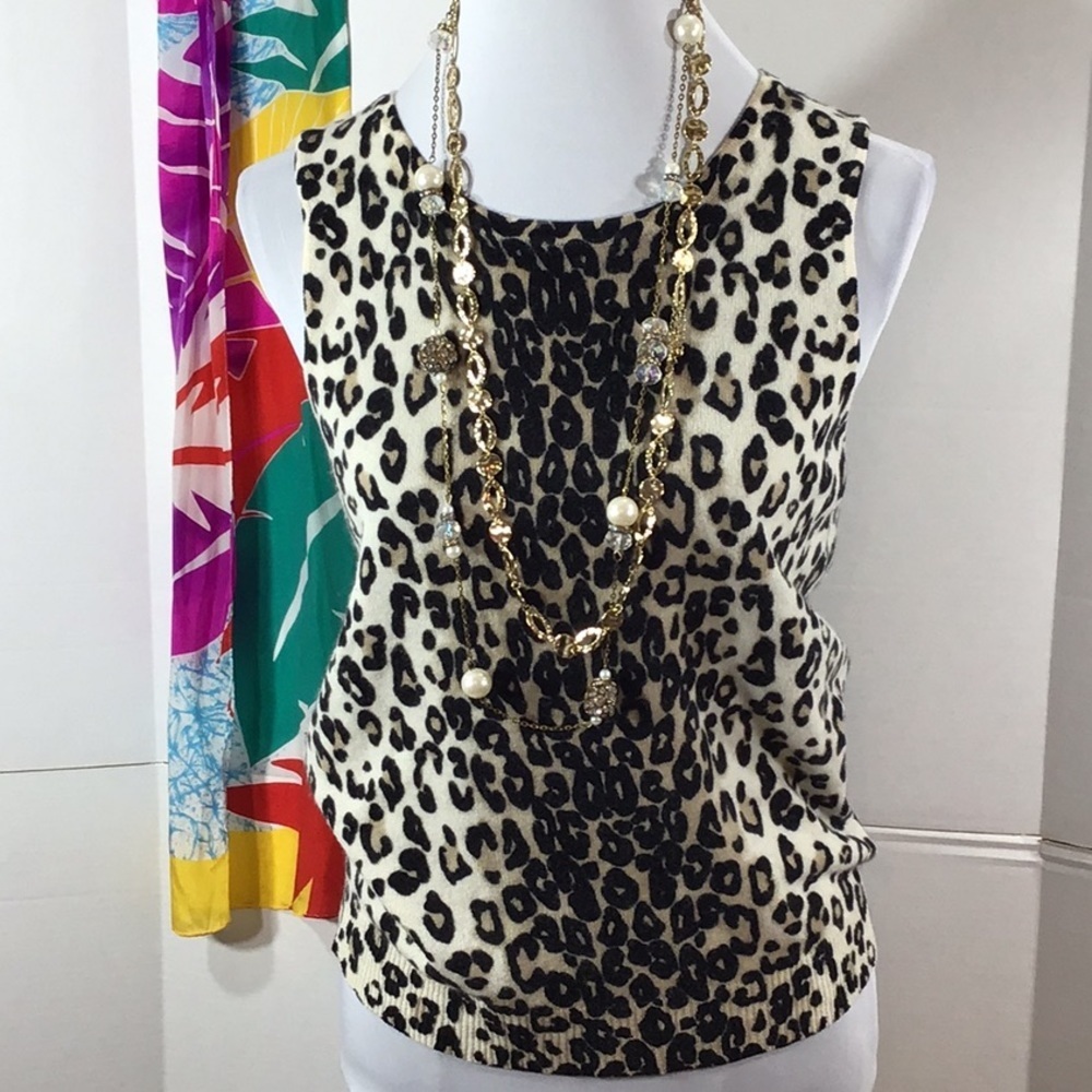 Magaschoni cashmere leopard tank M